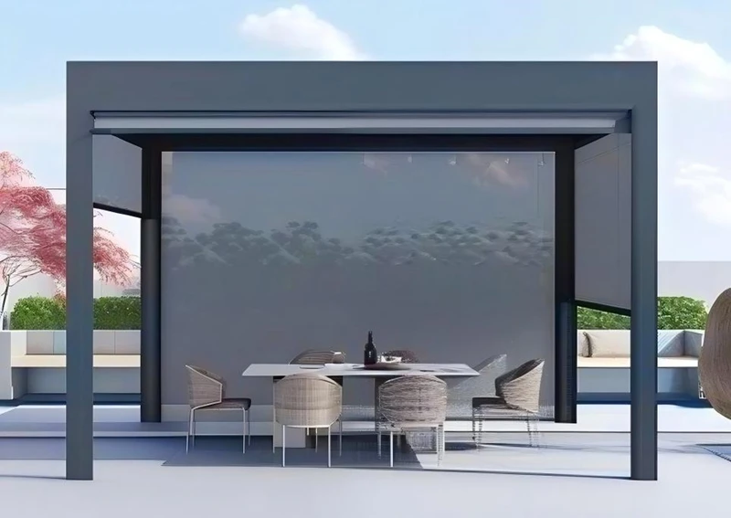 Manual Roller Blind Hand-Crank Aluminum Pergola